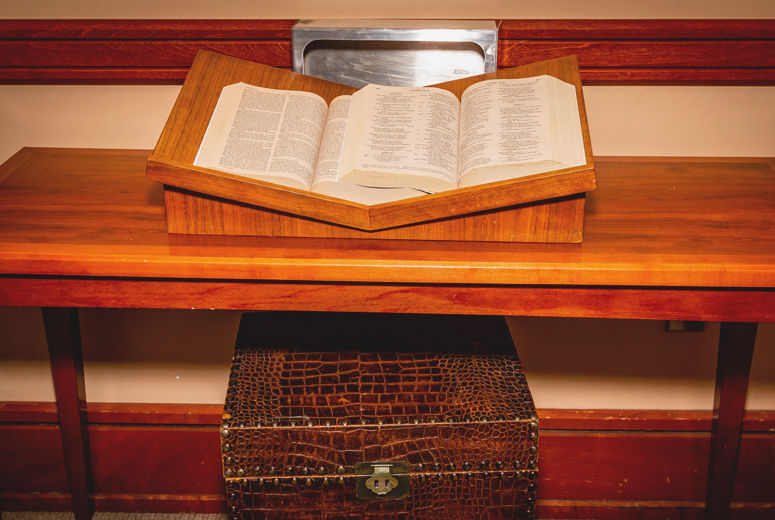 Scripture texts on a table