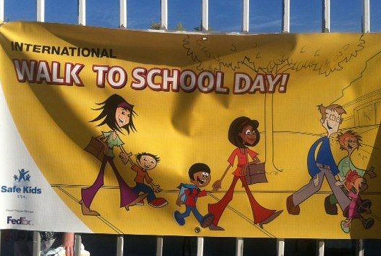 Banner for International Walk to School Day
