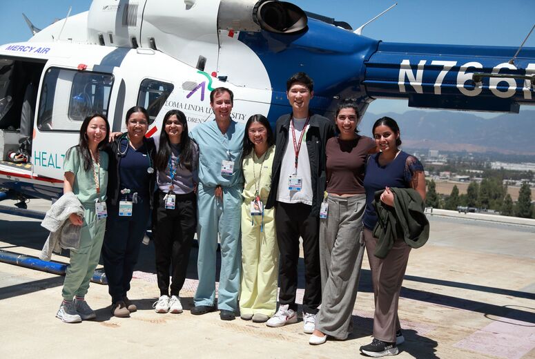 OUR PGY-2 RESIDENTS IN FRONT OF ONE OF OUR MERCY AIR HELICOPTERS